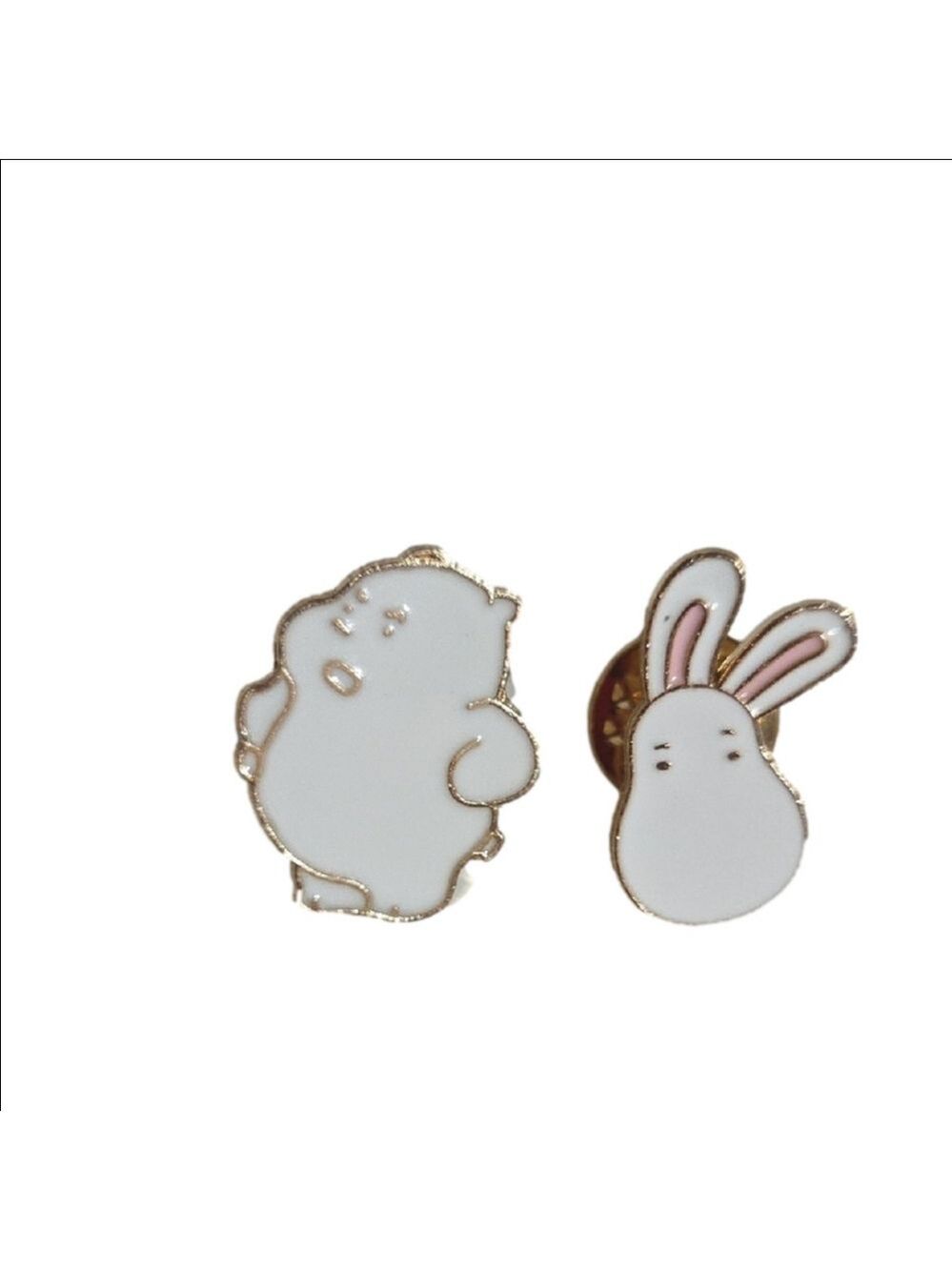 White Pink Animal Enamel Pins